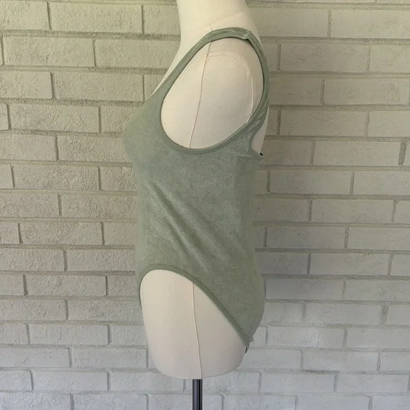 NWT Zara Women’s Mint Green One Shoulder Terry Bodysuit Size Medium/Large - Picture 3 of 5